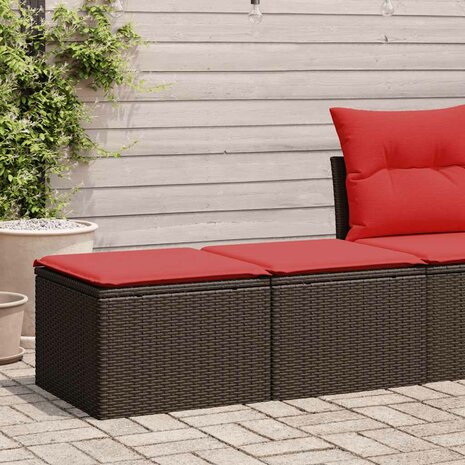 2-delige Loungeset met kussens poly rattan acacia bruin 1