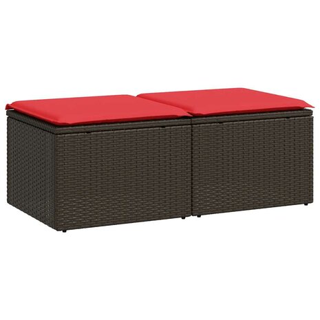 2-delige Loungeset met kussens poly rattan acacia bruin 2