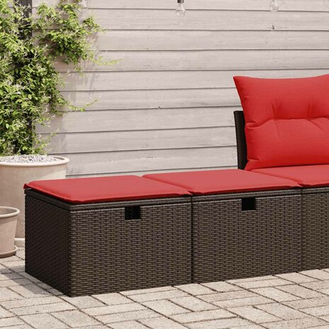 2-delige Loungeset met kussens poly rattan acacia bruin 1