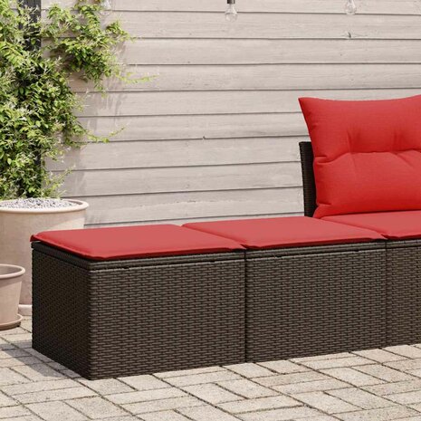 2-delige Loungeset met kussens poly rattan acacia bruin 1