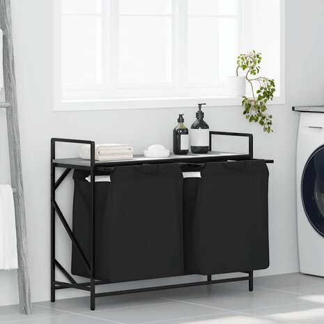 Wasmand 2 vakken met plank grijs sonoma eiken 1