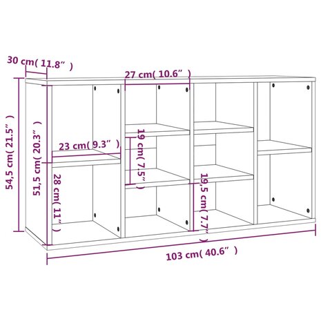 Schoenenbank 103x30x54,5 cm bewerkt hout gerookt eikenkleurig 8