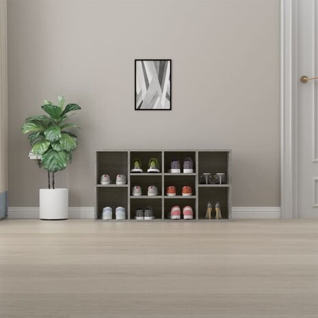 Schoenenbank 103x30x54,5 cm bewerkt hout grijs sonoma eiken 3