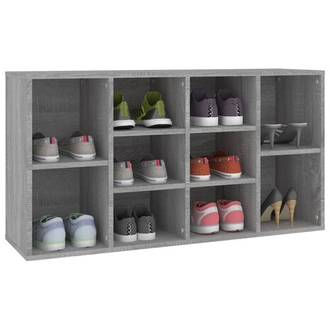 Schoenenbank 103x30x54,5 cm bewerkt hout grijs sonoma eiken 4