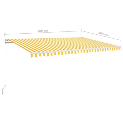 Luifel automatisch met LED en windsensor 500x300 cm geel en wit 9