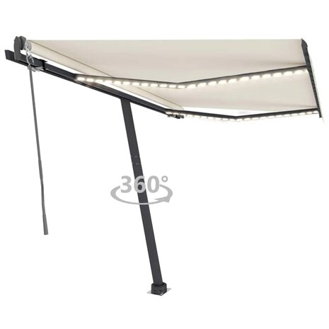 Luifel automatisch met LED en windsensor 300x250 cm crèmekleur 1