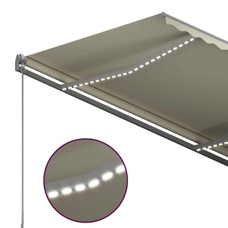 Luifel automatisch met LED en windsensor 300x250 cm crèmekleur 6