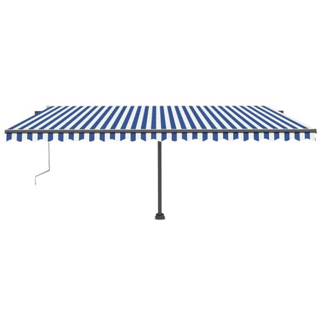 Luifel automatisch met LED en windsensor 500x300 cm blauw wit 3