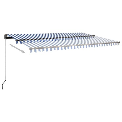 Luifel automatisch met LED en windsensor 500x300 cm blauw wit 5