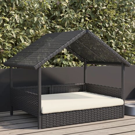 Hondenhok met kussen poly rattan 1