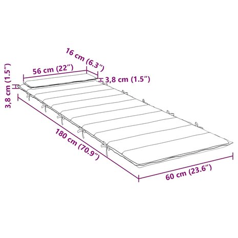 Ligbedkussen 180x60x4 cm oxford stof grijs 9