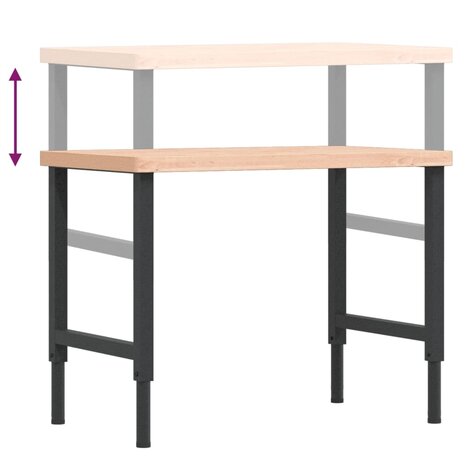 Werkbank rechthoekig 100x60x(73-99,5) cm massief beukenhout 9