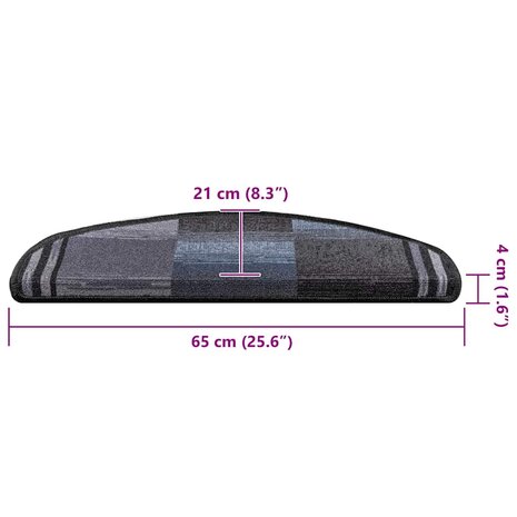 Trapmatten zelfklevend 5 st 65x21x4 cm zwart en grijs 8