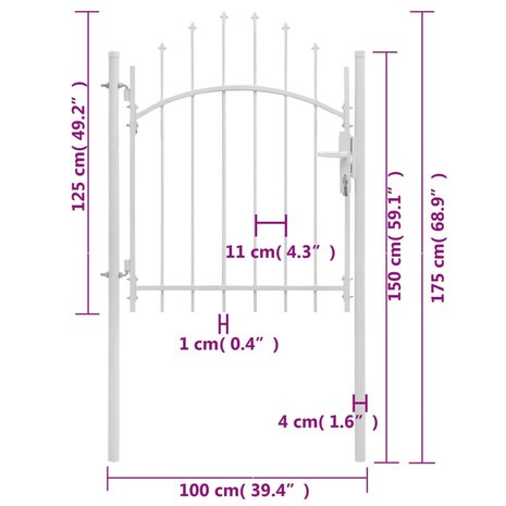 Poort 1x1,75 m staal wit 5