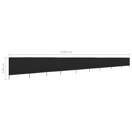 Windscherm 9-panelen 1200x120 cm stof zwart 6