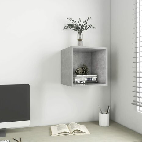 Wandkast 37x37x37 cm bewerkt hout betongrijs 1