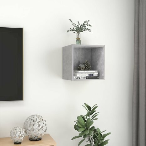 Wandkast 37x37x37 cm bewerkt hout betongrijs 4