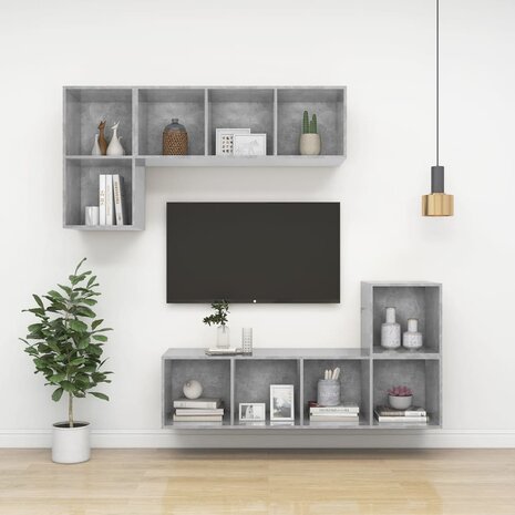 Wandkast 37x37x37 cm bewerkt hout betongrijs 8