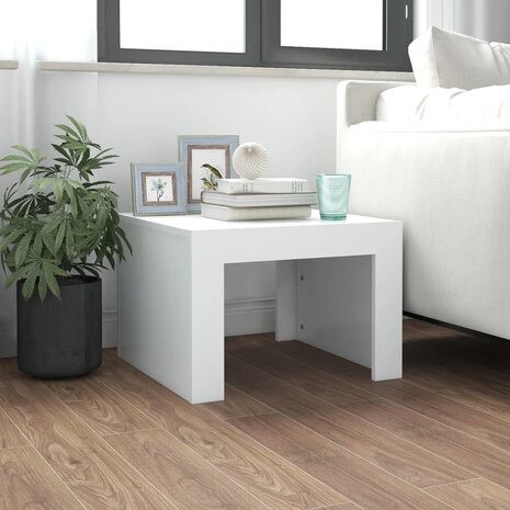 Salontafel 50x50x35 cm bewerkt hout wit 1