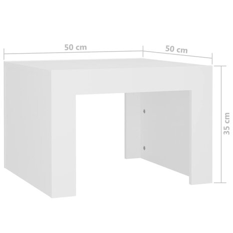 Salontafel 50x50x35 cm bewerkt hout wit 7