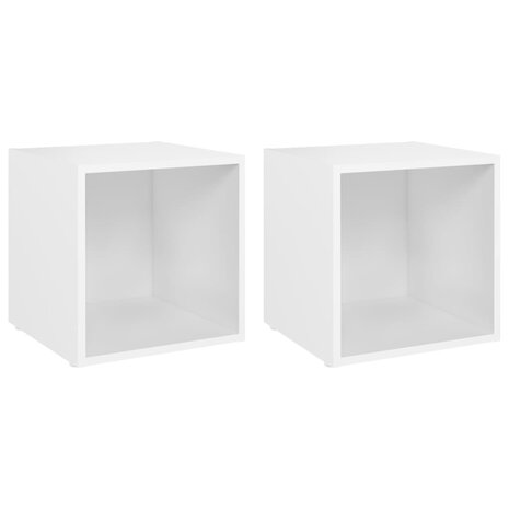 Tv-meubelen 2 st 37x35x37 cm bewerkt hout wit 2