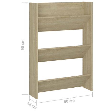 Wandschoenenkast 60x18x90 cm spaanplaat sonoma eikenkleurig 6