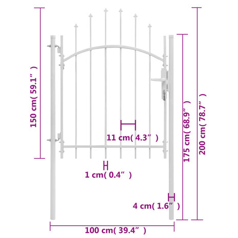 Poort 1x2 m staal wit 5
