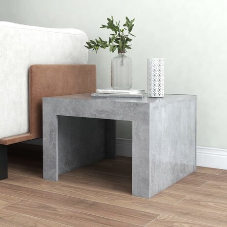 Salontafel 50x50x35 cm bewerkt hout betongrijs 3
