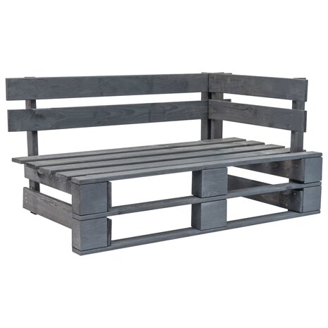 Tuinbank pallet met grijze kussens grenenhout 3