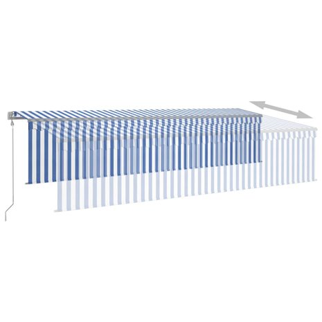 Luifel automatisch rolgordijn LED windsensor 6x3 cm blauw wit 4