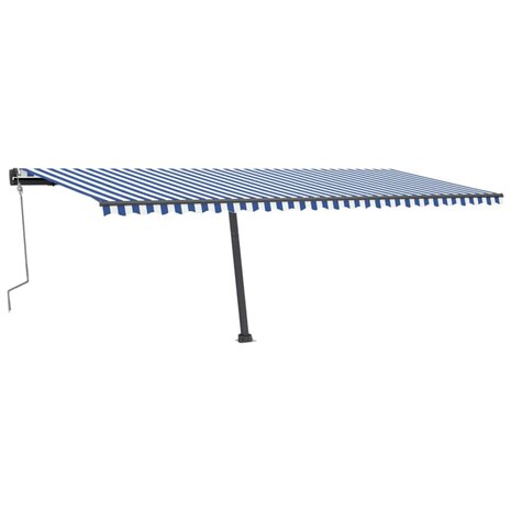 Luifel vrijstaand handmatig uittrekbaar 600x300 cm blauw en wit 2