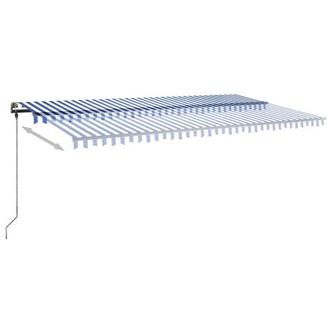 Luifel vrijstaand handmatig uittrekbaar 600x300 cm blauw en wit 5