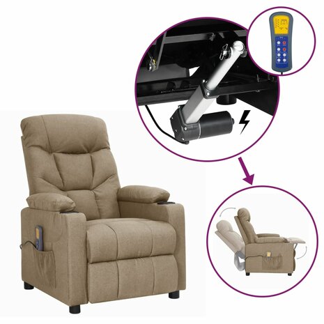 Sta-op-massagestoel stof taupe 1