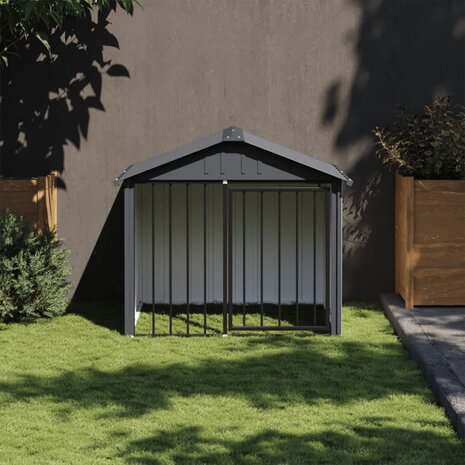 Hondenhok met dak 117x103x102 cm gegalvaniseerd staal zwart 1