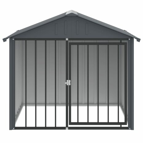Hondenhok met dak 117x103x102 cm gegalvaniseerd staal zwart 3