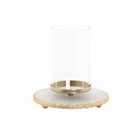 Kaarshouder Home ESPRIT Wit Gouden Kristal Marmer 25 x 25 x 27 cm 1