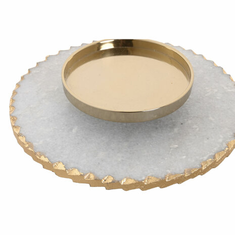 Kaarshouder Home ESPRIT Wit Gouden Kristal Marmer 25 x 25 x 27 cm 2