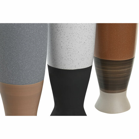 Vaas DKD Home Decor Wit Grijs Terra cotta Porselein 9,6 x 9 x 28,6 cm 9,6 x 9 x 29 cm (3 Stuks) 3
