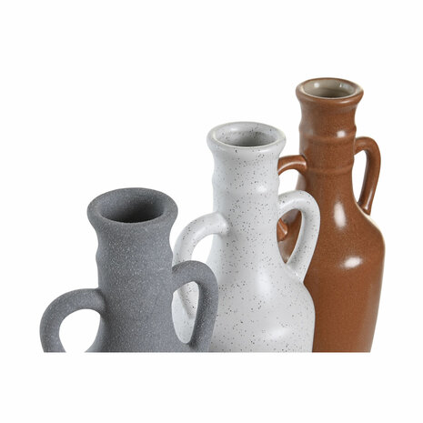 Vaas DKD Home Decor Wit Grijs Terra cotta Porselein 9,6 x 9 x 28,6 cm 9,6 x 9 x 29 cm (3 Stuks) 4