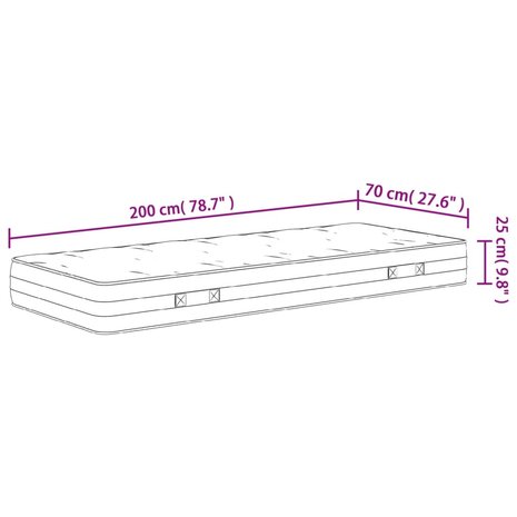 Pocketveringmatras middelhard-hard 70x200 cm 9