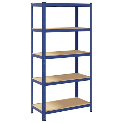 Opbergrek 5-laags staal & bewerkt hout blauw 6