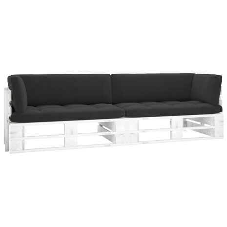 Tweezitsbank pallet met kussens wit geïmpregneerd grenenhout 1