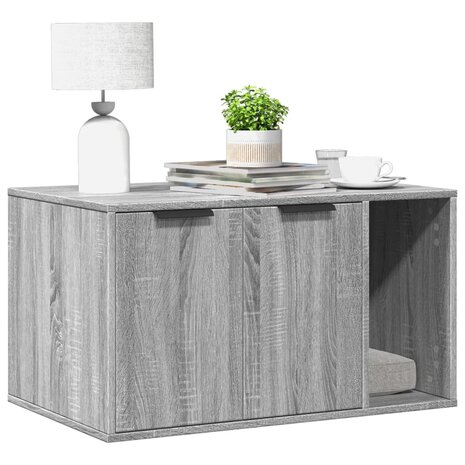 Kattenbakkast 80x50x45 cm bewerkt hout grijs sonoma eikenkleur 1