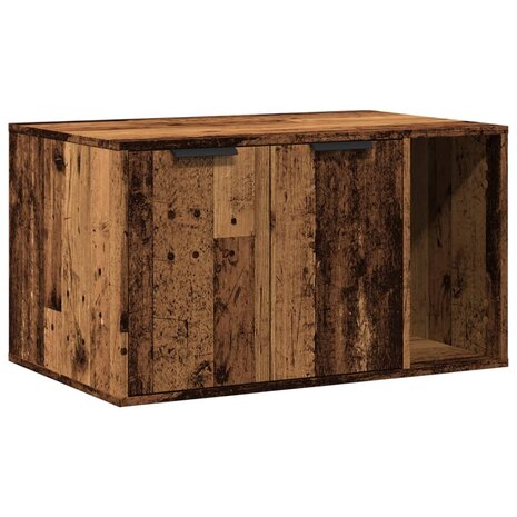 Kattenbakkast 80x50x45 cm bewerkt hout oud houtkleurig 2