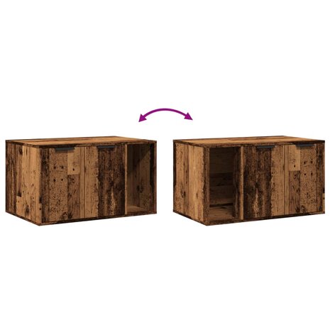 Kattenbakkast 80x50x45 cm bewerkt hout oud houtkleurig 8