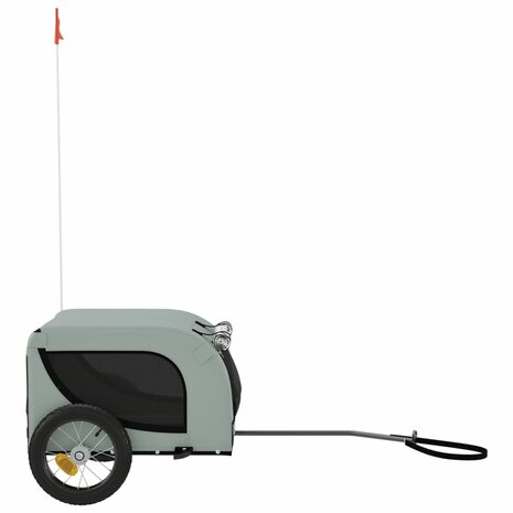 Hondenfietstrailer oxford stof en ijzer grijs en zwart 5