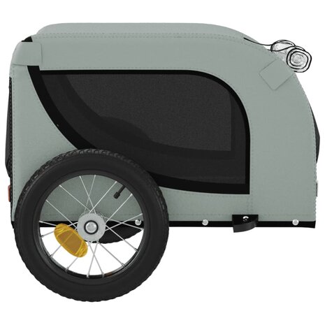 Hondenfietstrailer oxford stof en ijzer grijs en zwart 6