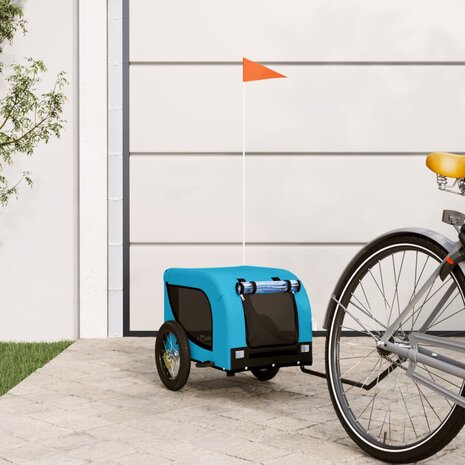 Hondenfietstrailer oxford stof en ijzer blauw en zwart 1