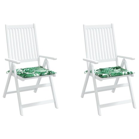 Stoelkussens 2 st bladpatroon 40x40x3 cm stof 4