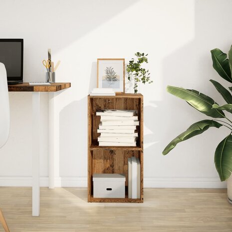 Boekenkast 40x30x77 cm bewerkt hout oud houtkleurig 3